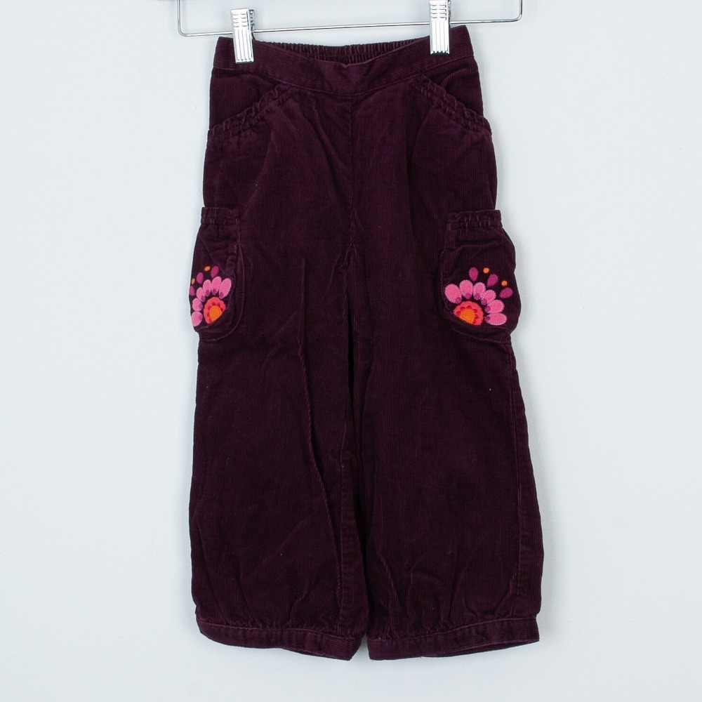 Gymboree Girls Harvest Leaves Corduroy Pants Size 3T Dark Purple Fall Holiday